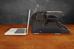 laptop and typewriter