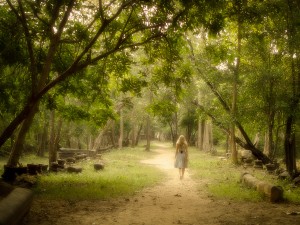 woman on a path