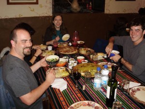 Jen having dinner at Tiesto's, a local landmark known to have the best steaks in Ecuador