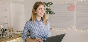 woman looking hopeful about starting writing career
